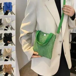 부드러운 굵은 코듀로이 심플한 미니 토트 크로스백 여성가방