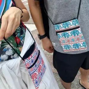 미니가방 휴대폰가방 캔버스 크로스 태국코끼리 면크로스백 캔버스