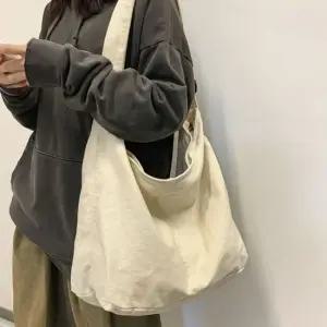 여행 용 캔버스 숄더 여자 캐주얼 빅 크로스 백 ivory 보부상크로스백