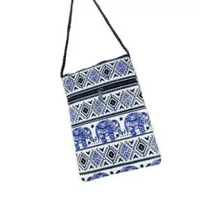 면크로스백 태국 캔버스 코끼리 미니 크로스 가방(네이비) 화장품가방