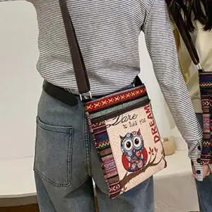 여행용크로스백 여행 크로스 캔버스 에코 백 가방 베이지