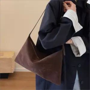 여성 빅사이즈 프렌치 스웨이드 숄더백 내추럴 크로스백 캐주얼룩