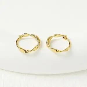 골드도금 실버 링 귀걸이 꼬임 웨이브