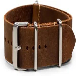 벤치마크 가죽 시계 밴드 - 남성 또는 여성용 크레이지 호스 오일 원피스 스트랩 18mm 너비