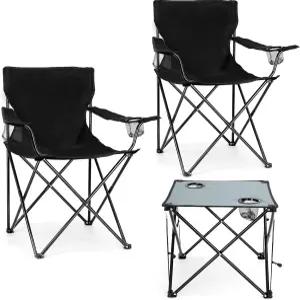 레오니요 2팩 캠핑 의자 테이블이 있는 잔디 낚시 해변 파티오 하이킹 잔디밭 여행용 오버사이즈 및 편안한
