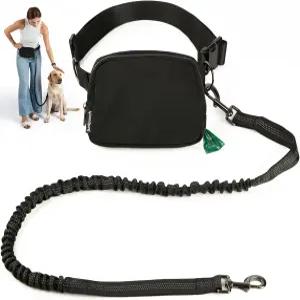 핸즈프리 개 목줄과 간식 파우치 - 산책을 위한 스타일리시하고 트렌디한 허리 또는 크로스바디 착용