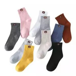 파스텔 중목 여성 양말 10종세트 곰돌이 패션 봄 가을 중목양말