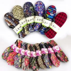 10켤레 단목 색상랜덤 꽃무늬 꽃 기모 발목 덧신 겨울 요술버선