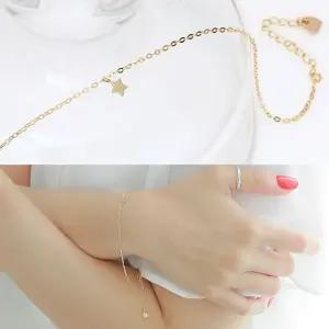 14K GOLD 쁘띠 스타 팬던트 체인 팔찌 LHo8+1TQZ