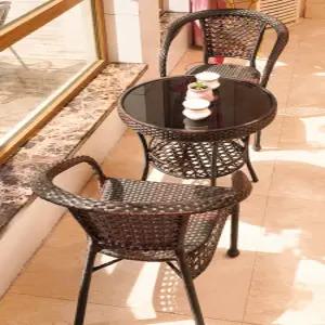 라탄 의자 테이블 세트 루프탑 발코니 베란다 펜션