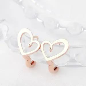 14K 금침 로즈골드 하트 원터치 링 귀걸이