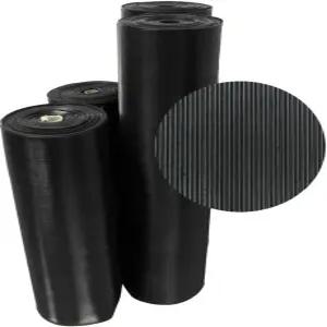 고무-캘 03_168_W_FR_15 가는 리브 주름 매트 1/8인치 두께 x 4 15 러너 블랙