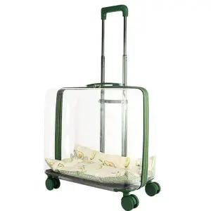 바퀴 고양이 백팩 투명 이동장 네모 애완동물 트롤리