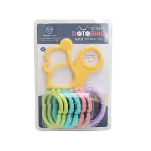 꼬꼬노리 다양한 돌기 두가지 촉감 실리콘 고리 치발기 세트