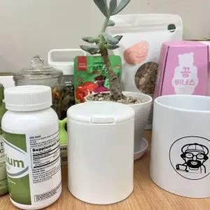 원형 원터치 화장솜 면봉 소품정리함 케이스