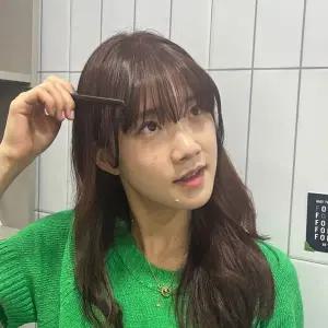 시스루뱅 앞머리 부분가발 짙은갈색