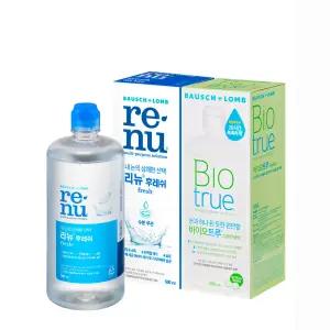 바슈롬 리뉴 후레쉬 500ml x 1개 + 바이오트루 500ml x 1개 소프트 렌즈 세척액