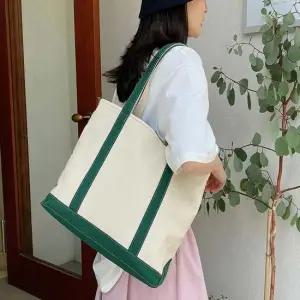 4컬러 베이직 스타일 넉넉 수납가방 캔버스백 숄더백