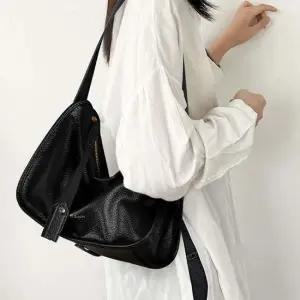 여자 빈티지 스트릿 심플 가죽 핸드백