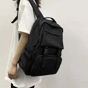 심플 패브릭 백팩 포켓 여성 버클 베이직 여성