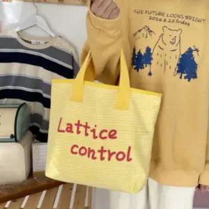 에코백 가방 숄더 여자 가벼운 체크 옐로우 여자