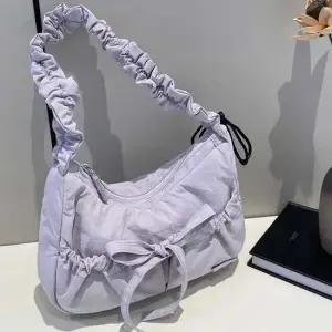 캐주얼 리본 장식 셔링 미니 숄더백 호보 복조리백