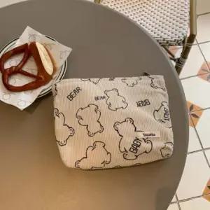 메이크업 파우치 메이크업 화장품 휴대용 코듀로이 귀여운