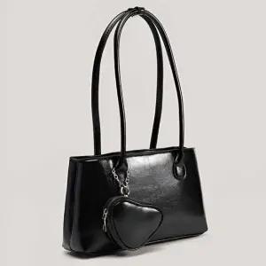 (쓰러담아) 베이직 스퀘어 숄더백 에나멜 레더 토트백 토트백