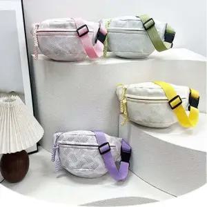 여행용힙색 여성 4컬러 보조가방 파스텔 빗살무늬 슬링백 힙색