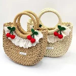 라탄미니가방 체리 프릴 라탄 바스켓백 여성 가방 여름 휴양지