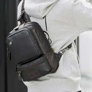 남성 크로스백 캐주얼 오피스룩 스퀘어핏 레더 슬링백 남자크로스백