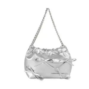 여성체인끈핸드백 리본 여성 토트백 핸드백 채인줄 가방 실버