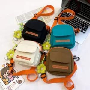 미니 크로스백 미니 가방 학생 산책 캔버스 캐주얼 꽃키링