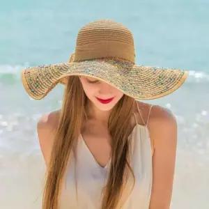 [패션] 리본 셀레나 비치모자 브라운 라탄 와이드챙모자 여행모자 라피아모자