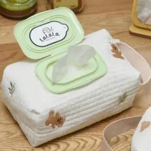 [패션] 귀여운 곰돌이 자수 누빔 물티슈 미용티슈 커버