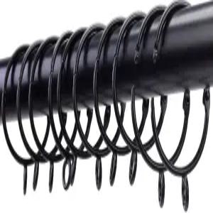 아일렛이 있는 오픈형 커튼 링 1인치 헤비 듀티 방청 금속 드레이퍼 샤워 24개 블랙 조창