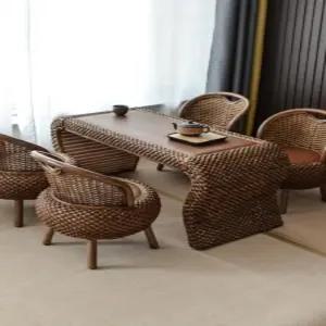 라탄테이블 세트 4인 테라스테이블 테이블 카페 베란다