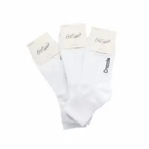 크로커다일 남성 무지 중목 양말 화이트 3켤레