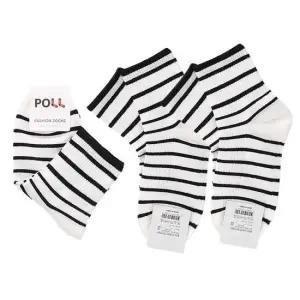 여성용 링클 골지 패션 중목양말 흰검 3켤레