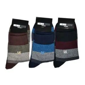 미치코런던 컬러 블록 패턴 남성 중목 양말 3족 세트