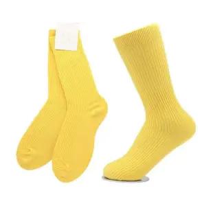 컬라양말 국내산 여성용 골지 컬러 장목양말 비비드옐로우5켤레