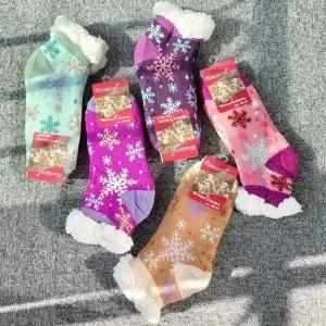 따뜻한 방한 솜 털 눈꽃 단목 양말 3켤레 세트 구성
