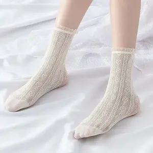 여성 하트 시스루 반양말 러블리 쉬폰 양말