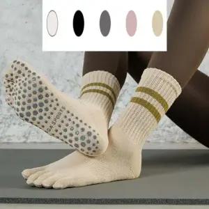 두줄 포인트 발가락 요가 양말 논슬립 미들 사이즈