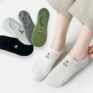 페이크삭스 여름 덧신 양말 페이크삭스 곰돌이 자수 4개세트