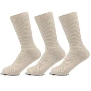 왕발양말 남성 가는 골지 빅사이즈 장목 양말 웜베이지 3켤레 280-330mm