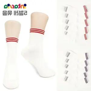 컬러라인 굵은골지 5켤레 중목양말 편한 여성