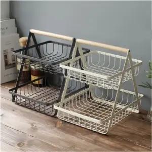 키친켈렉션 2단 바스켓 블랙) 라이프바스켓 정리박스 공간박스 우드정리함 미니서랍