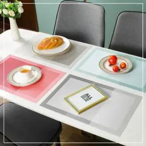 북유럽풍 테이블 플레이팅 데코 매트 파스텔사각 식탁유리대용 품격식탁매트
