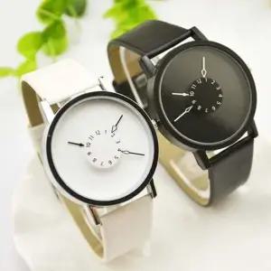 모던 앤 유니크 가죽 시계-블랙OC